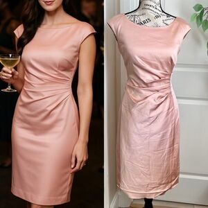Lauren Ralph Lauren Evening Satin Cap Sleeve Sheath Dress Pink Sz 4
